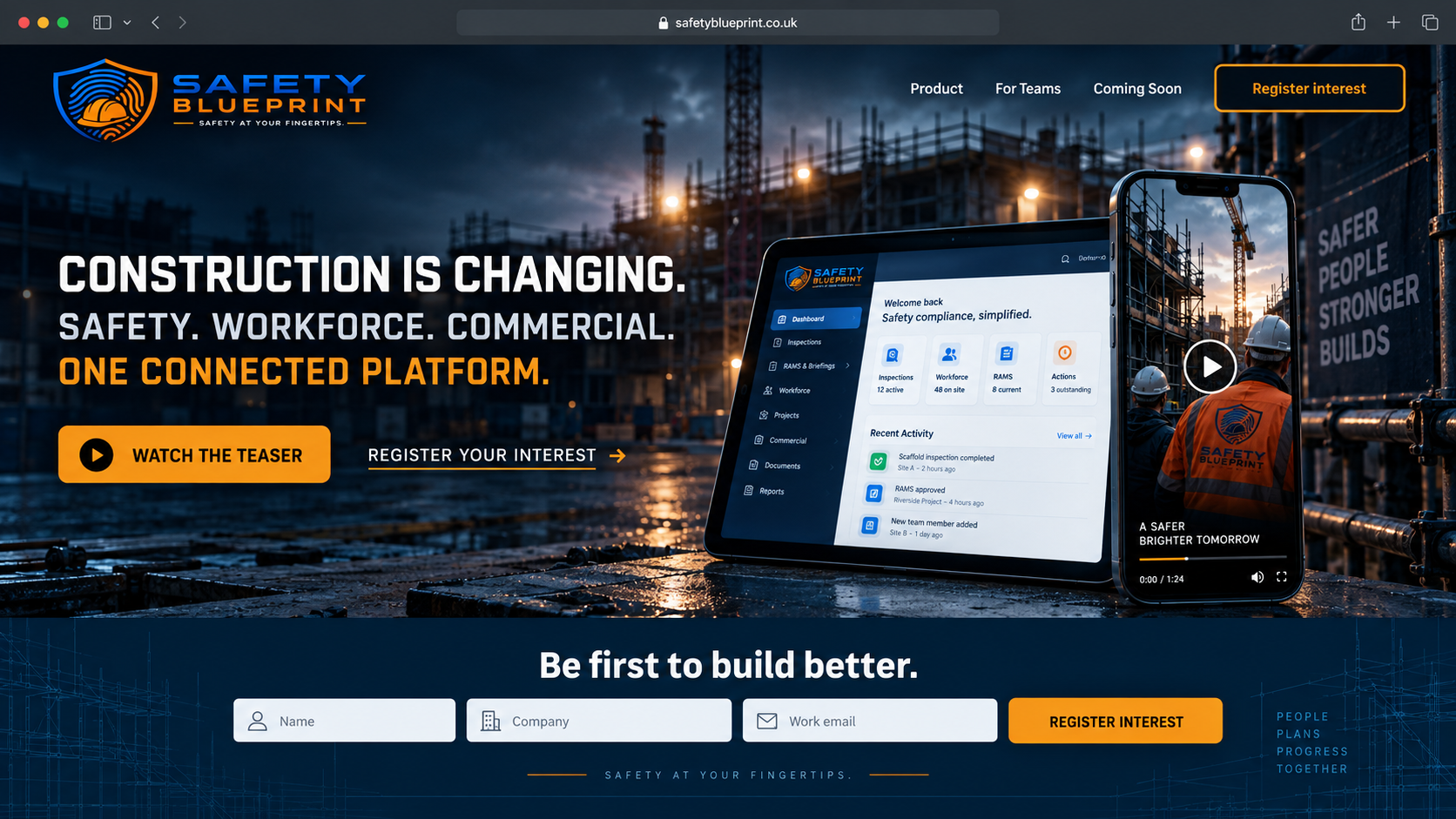 Safety Blueprint construction platform concept